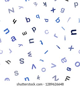 Dark BLUE vector seamless pattern with ABC symbols. Shining colorful illustration with isolated letters. Pattern for design of fabric, wallpapers.
