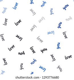 Dark BLUE vector seamless pattern with phrase LOVE YOU. Illustration with phrase LOVE YOU for valentine's day. Design for wallpaper, fabric makers.