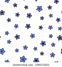 Dark BLUE vector seamless pattern with christmas stars. Modern geometrical abstract illustration with stars. Texture for window blinds, curtains.