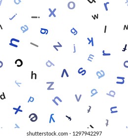 Dark BLUE vector seamless pattern with ABC symbols. Shining illustration with ABC symbols on abstract template. Pattern for design of fabric, wallpapers.
