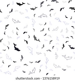 Dark BLUE vector seamless pattern with sea dolphins. Natural illustration with sea dolphins. Pattern for marine leaflets.