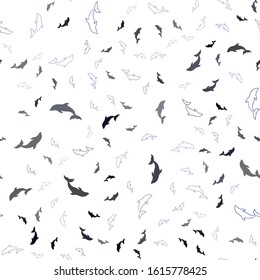 Dark BLUE vector seamless pattern with sea dolphins. Modern abstract illustration with sea dolphins. Pattern for websites of animals.