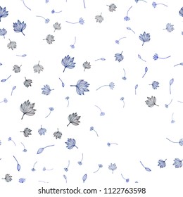 Dark BLUE vector seamless sketch cover. Doodle illustration of leaves in Origami style with gradient. Hand painted design for web, leaflet, textile.