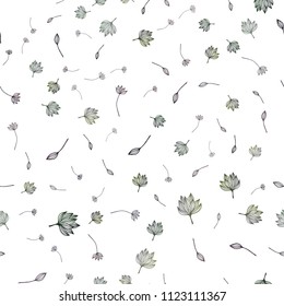 Dark BLUE vector seamless sketch background. Decorative design in Indian style with leaves. Pattern for brand book.