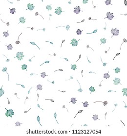Dark BLUE vector seamless sketch template. Creative illustration in blurred style with leaves. The textured pattern for website.