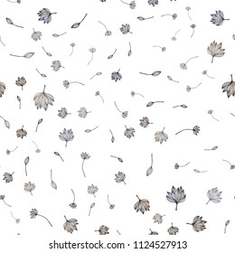Dark BLUE vector seamless sketch background. Decorative illustration with leaves on abstract template. The textured pattern for website.