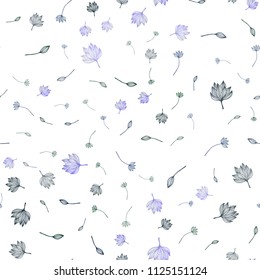 Dark BLUE vector seamless sketch template. leaves on blurred abstract background with gradient. The best blurred design for your business.