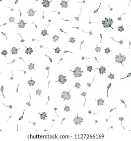 Dark BLUE vector seamless sketch background. Modern geometrical abstract illustration with leaves. Pattern for wallpapers and coloring books.