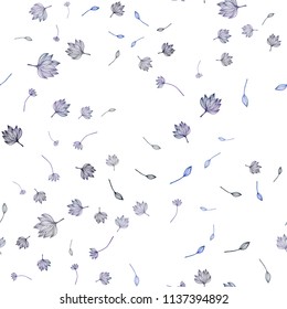 Dark BLUE vector seamless sketch texture. Glitter abstract illustration with doodles and leaves. Hand painted design for wrapping, wallpaper.