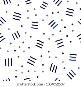Dark BLUE vector seamless template with geometric lines. Decorative abstract design of repeating lines, circles. Template for business cards, websites.