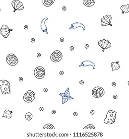 Dark BLUE vector seamless template with organic meal. Glitter abstract sketch with gourmet food. Design for ad, poster, banner of cafes or restaurants.