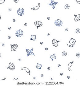 Dark BLUE vector seamless template with organic meal. Beautiful colored illustration with food in doodle style. Design for ad, poster, banner of cafes or restaurants.