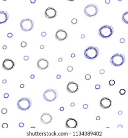 Dark BLUE vector seamless template with circles. Blurred bubbles on abstract background with colorful gradient. Pattern can be used for futuristic ad, booklets.