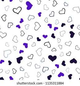 Dark BLUE vector seamless template with doodle hearts. Hearts on blurred abstract background with colorful gradient. Beautiful design for your business advert of anniversary.