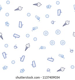 Dark BLUE vector seamless template with organic meal. Glitter abstract sketch with gourmet food. Pattern for menu of cafes, bars, restaurants.