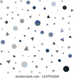 Dark BLUE vector seamless template with crystals, circles. Circles, lines on abstract background with colorful gradient. Pattern for design of fabric, wallpapers.