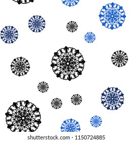 Dark BLUE vector seamless template with ice snowflakes. Decorative shining illustration with snow on abstract template. Trendy design for wallpaper, fabric makers.