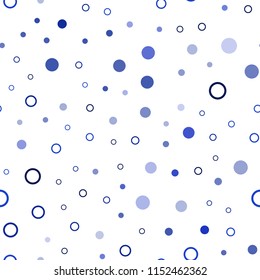 Dark BLUE vector seamless template with circles. Abstract illustration with colored bubbles in nature style. Trendy design for wallpaper, fabric makers.
