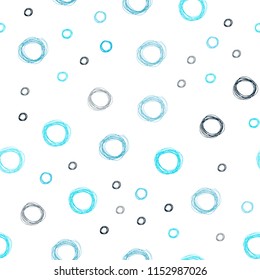 Dark BLUE vector seamless template with circles. Illustration with set of shining colorful abstract circles. New design for ad, poster, banner of your website.