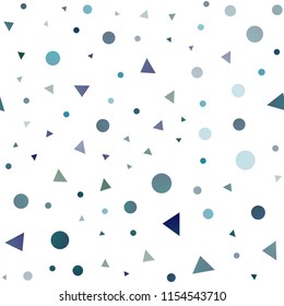 Dark BLUE vector seamless template with crystals, circles. Abstract gradient illustration with circles, triangles. Design for textile, fabric, wallpapers.