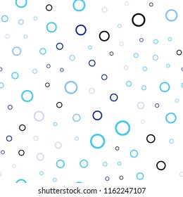 Dark BLUE vector seamless template with circles. Illustration with set of shining colorful abstract circles. Completely new template for your brand book.