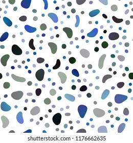 Dark BLUE vector seamless template with spots. Illustration with set of shining colorful abstract circles. Design for textile, fabric, wallpapers.