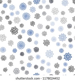 Dark BLUE vector seamless template with ice snowflakes. Snow on blurred abstract background with gradient. Pattern for design of window blinds, curtains.