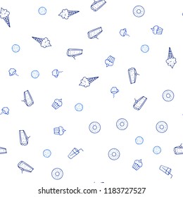 Dark BLUE vector seamless template with organic meal. Fast Food on blurred abstract background with colorful gradient. Pattern for ad, booklets, leaflets of restaurants.