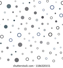 Dark BLUE vector seamless template with circles. Glitter abstract illustration with blurred drops of rain. Trendy design for wallpaper, fabric makers.