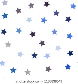 Dark BLUE vector seamless template with sky stars. Shining colored illustration with stars. The pattern can be used for websites.