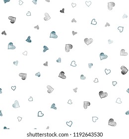 Dark BLUE vector seamless template with doodle hearts. Illustration with hearts in love concept for valentine's day. Pattern for carnival, festival romantic leaflets.