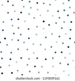 Dark BLUE vector seamless template with circles. Abstract illustration with colored bubbles in nature style. Pattern can be used as texture of water, rain drops.