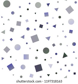 Dark BLUE vector seamless template with crystals, circles, squares. Glitter abstract illustration with spheres, squares, lines. Design for textile, fabric, wallpapers.