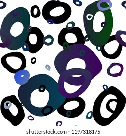 Dark BLUE vector seamless template with spots. Blurred decorative design in abstract style with bubbles. Design for textile, fabric, wallpapers.