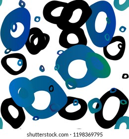 Dark BLUE vector seamless template with spots. Glitter abstract illustration with blurred drops of rain. Pattern for trendy fabric, wallpapers.