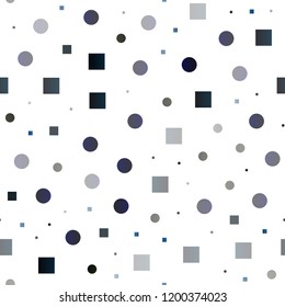 Dark BLUE vector seamless template with spots, rectangles. Abstract illustration with colorful circles, rectangles. Pattern for design of window blinds, curtains.
