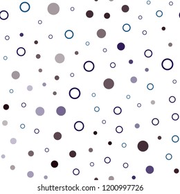 Dark BLUE vector seamless template with circles. Glitter abstract illustration with blurred drops of rain. Design for textile, fabric, wallpapers.