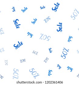 Dark BLUE vector seamless template with 50% selling. Colorful set of  percentage signs in simple style. Backdrop for ads, leaflets of Black Friday.
