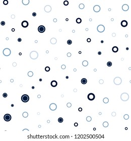 Dark BLUE vector seamless template with circles. Modern abstract illustration with colorful water drops. Design for textile, fabric, wallpapers.