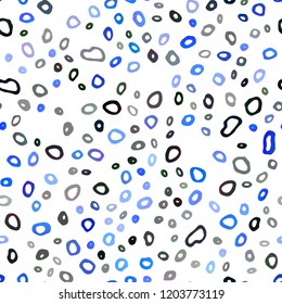 Dark BLUE vector seamless template with spots. Blurred decorative design in abstract style with bubbles. Design for textile, fabric, wallpapers.