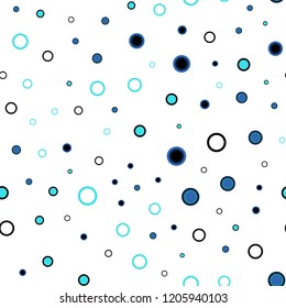 Dark BLUE vector seamless template with circles. Modern abstract illustration with colorful water drops. Trendy design for wallpaper, fabric makers.