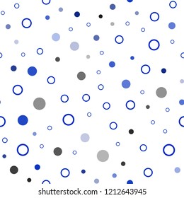 Dark BLUE vector seamless template with circles. Beautiful colored illustration with blurred circles in nature style. Pattern for design of fabric, wallpapers.