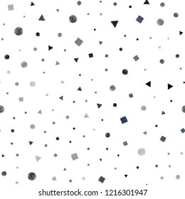 Dark BLUE vector seamless template with crystals, circles, squares. Illustration with set of colorful circles, triangles, squares. Pattern for trendy fabric, wallpapers.