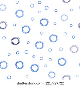Dark BLUE vector seamless template with circles. Blurred decorative design in abstract style with bubbles. Pattern can be used for ads, leaflets.