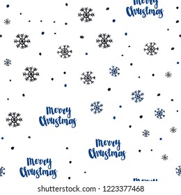 Dark BLUE vector seamless template with ice snowflakes. Shining colorful illustration with snow in christmas style. Trendy design for wallpaper, fabric makers.