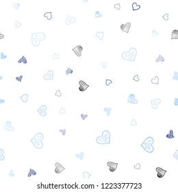 Dark BLUE vector seamless template with doodle hearts. Illustration with hearts in love concept for valentine's day. Pattern for carnival, festival romantic leaflets.