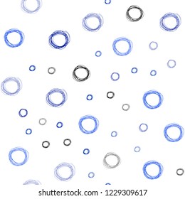 Dark BLUE vector seamless template with circles. Beautiful colored illustration with blurred circles in nature style. Pattern can be used as texture of wallpapers.