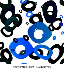 Dark BLUE vector seamless template with spots. Illustration with set of shining colorful abstract circles. Pattern for trendy fabric, wallpapers.