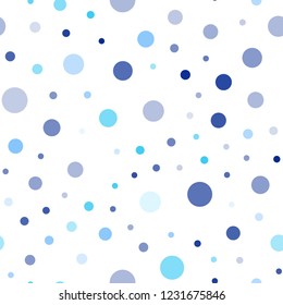 Dark BLUE vector seamless template with circles. Beautiful colored illustration with blurred circles in nature style. Template for business cards, websites.