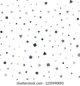 Dark BLUE vector seamless template with crystals, circles, squares. Circles, lines, rhombus with colorful gradient. Pattern for design of window blinds, curtains.